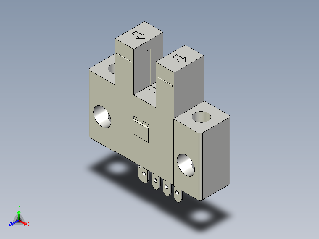 槽型光电传感器LU680_3D主视图