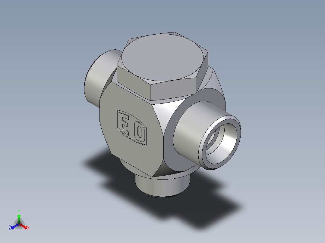 卡套式工业通用硬管接头EO_High_pressure_banjo_tee_TH14SMKDOMDCF正等轴测图