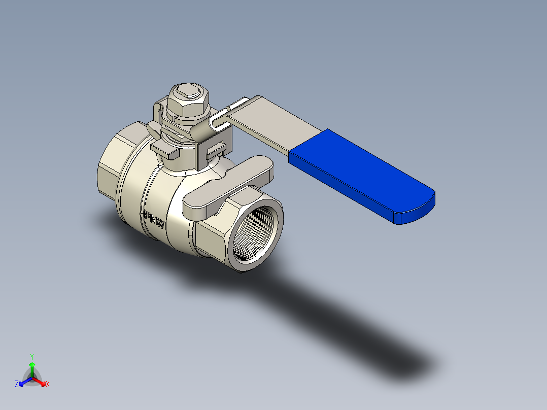 管道手动球阀-水管开关阀-手动阀门手动不锈钢内螺纹球阀DN20正等轴测图