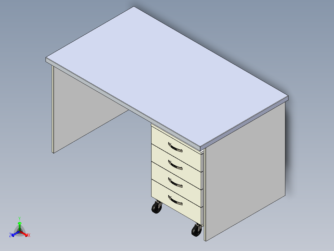 办公桌正等轴测图
