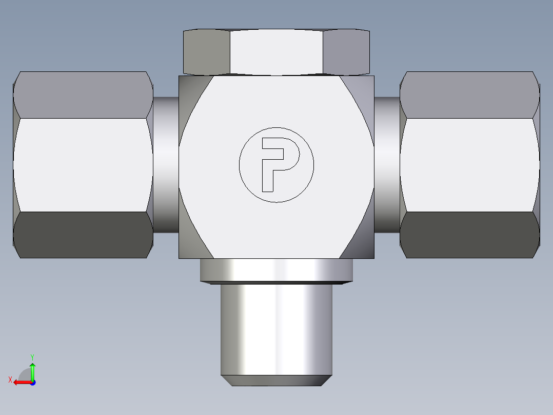 卡套式工业通用硬管接头EO_High_pressure_banjo_tee_TH08ZSR71后视图