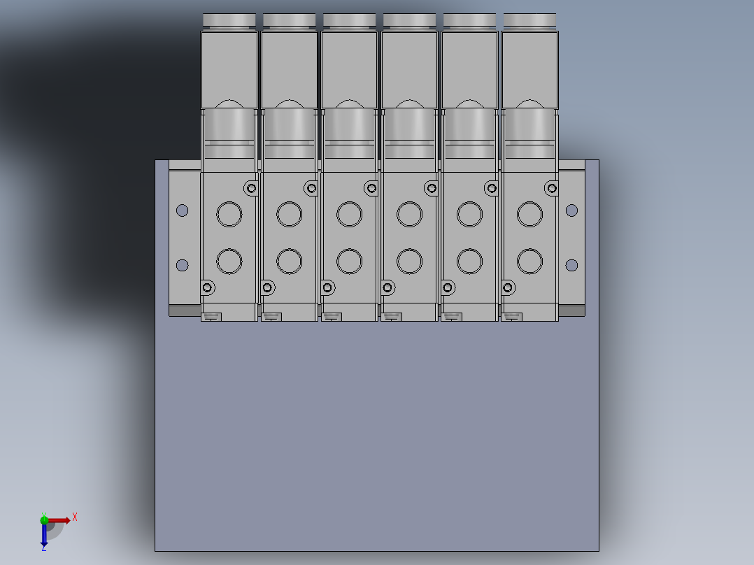 电磁阀组俯视图