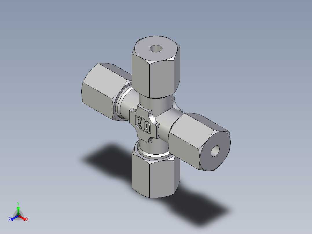 卡套式工业通用硬管接头EO_Union_cross_K06ZLCF主视图
