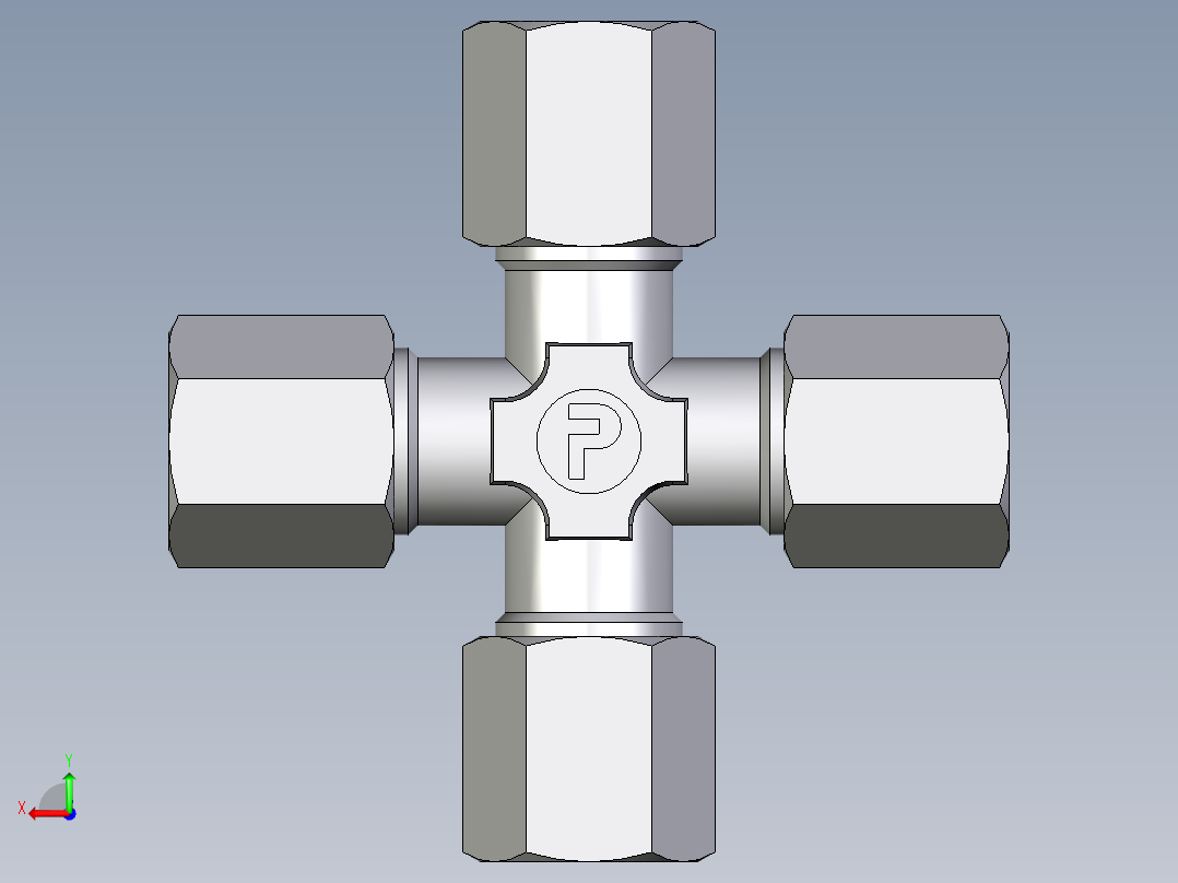 卡套式工业通用硬管接头EO_Union_cross_K06ZLCF后视图