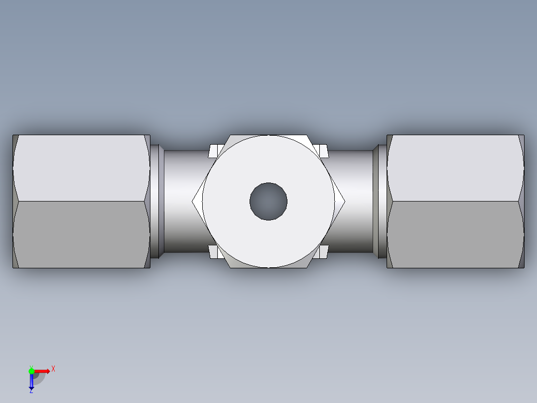 卡套式工业通用硬管接头EO_Union_cross_K06ZLCF俯视图