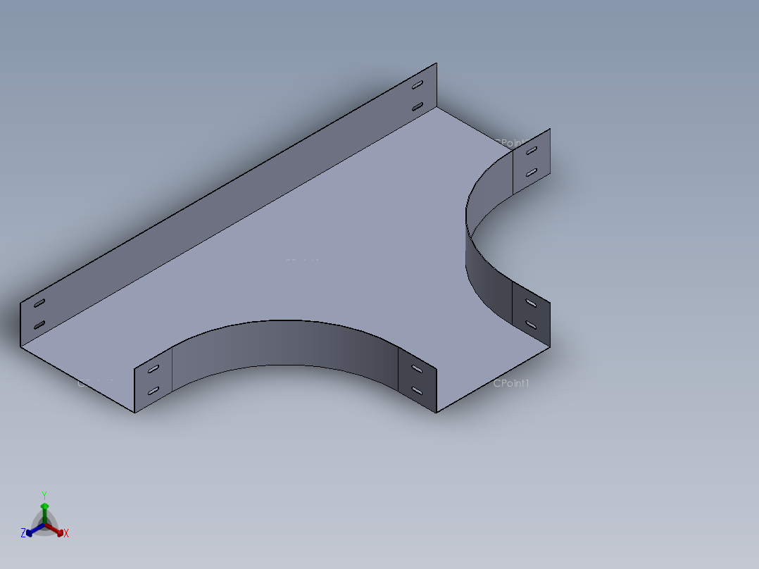 cable tray tee正等轴测图