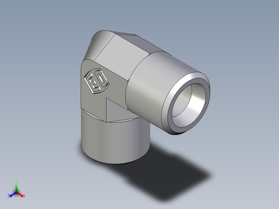 卡套式工业通用硬管接头EO_Union_elbow_W06LL71X正等轴测图