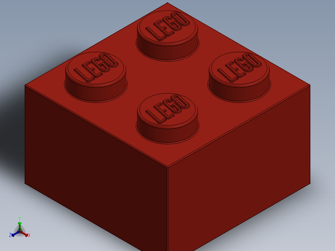 乐高套装 4421基本积木-300321 Bright Red Brick 2 x 2.SLDPRT主视图