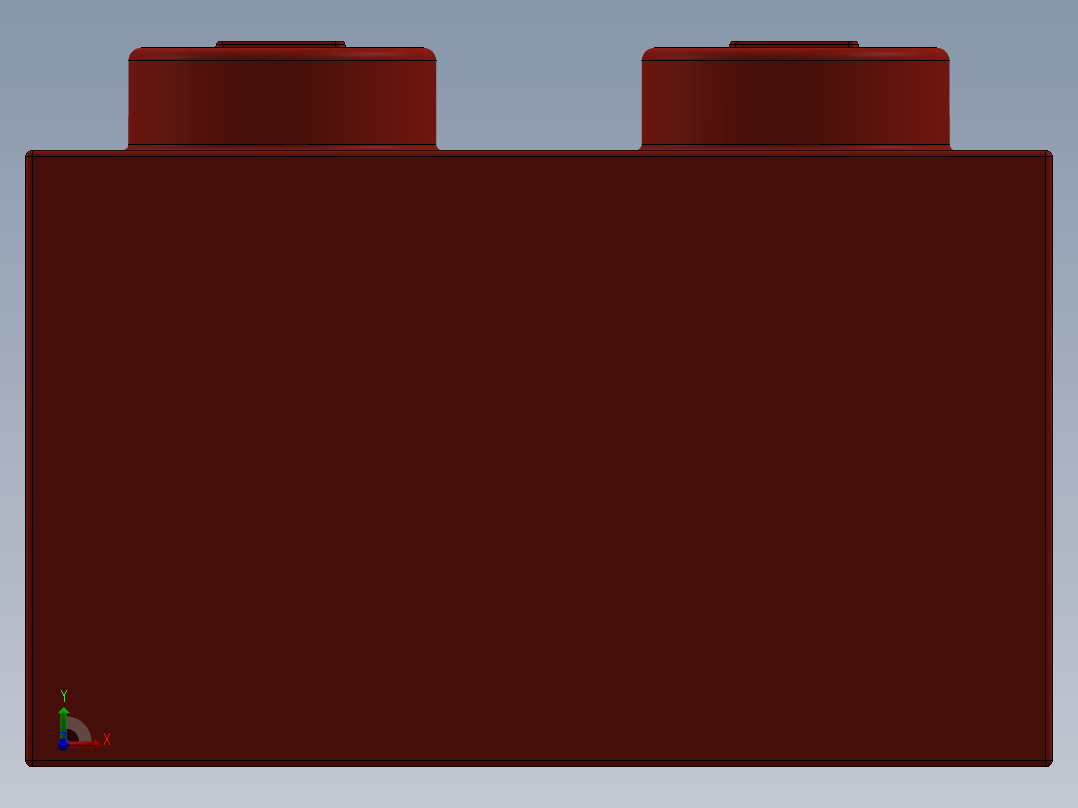 乐高套装 4421基本积木-300321 Bright Red Brick 2 x 2.SLDPRT前视图