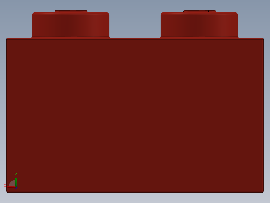 乐高套装 4421基本积木-300321 Bright Red Brick 2 x 2.SLDPRT后视图