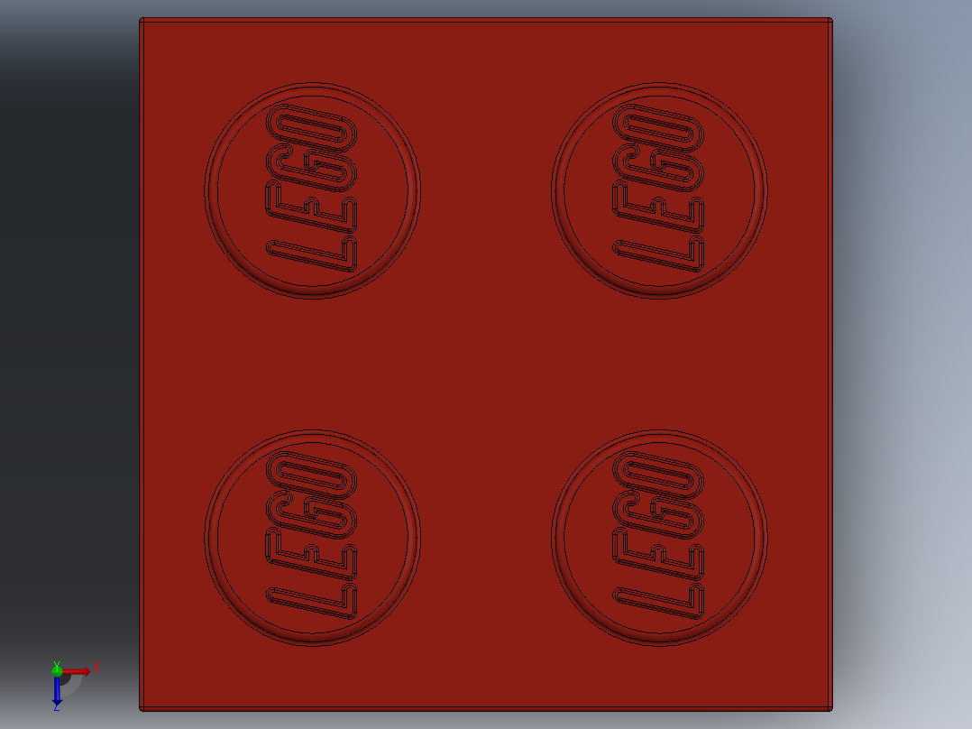 乐高套装 4421基本积木-300321 Bright Red Brick 2 x 2.SLDPRT俯视图