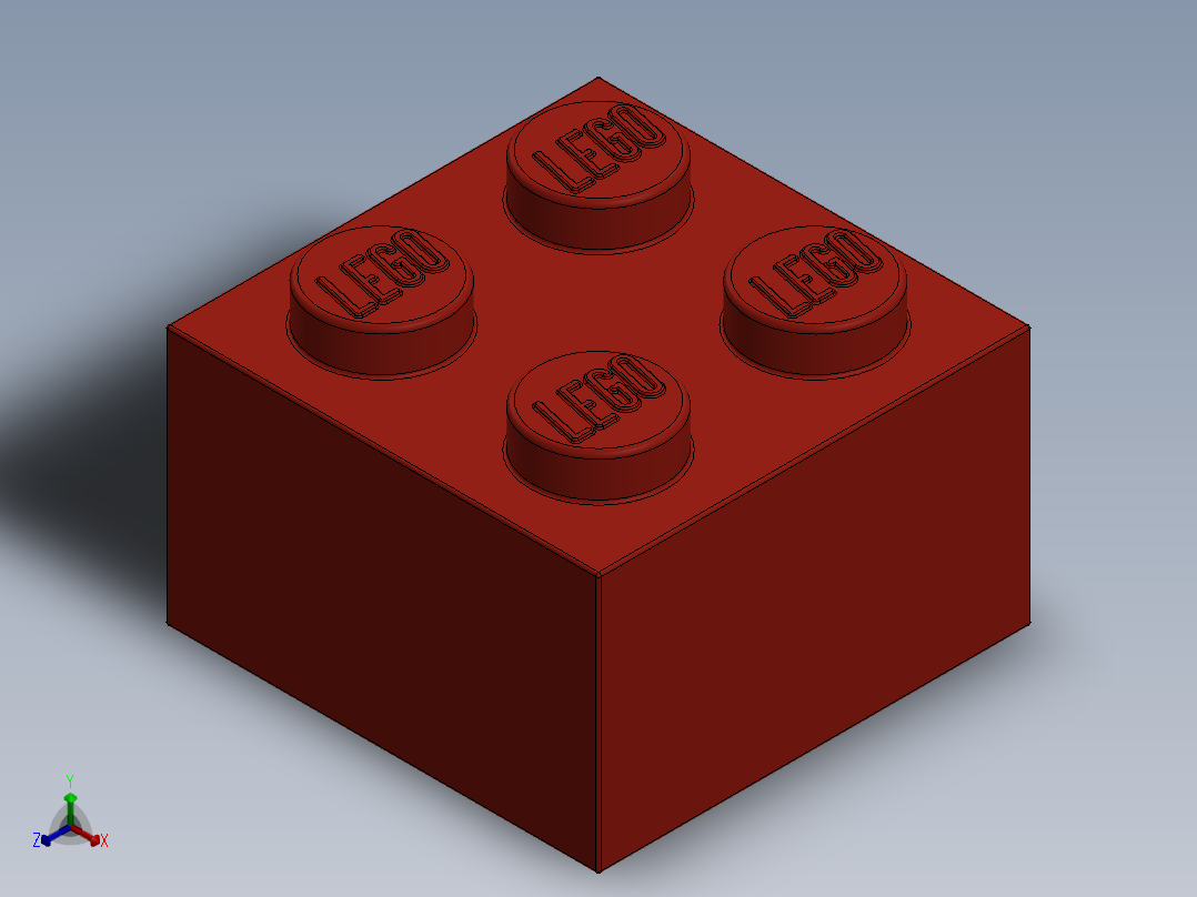 乐高套装 4421基本积木-300321 Bright Red Brick 2 x 2.SLDPRT正等轴测图