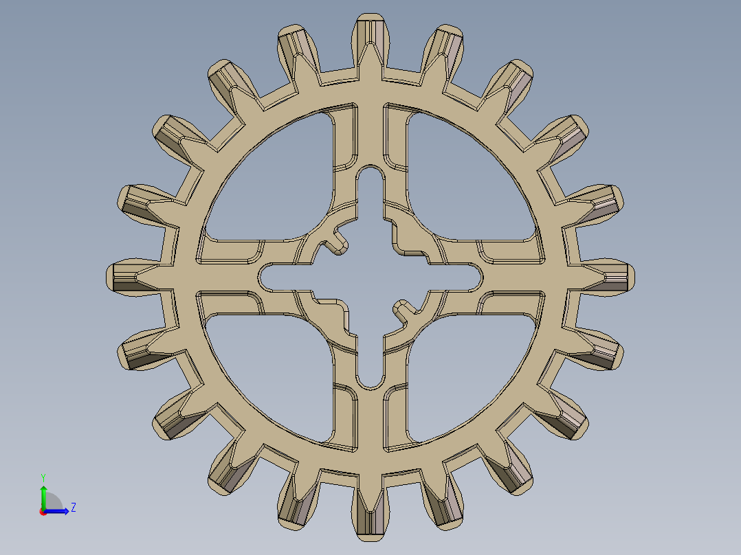32269 Tan Technic Gear 20 Tooth Double Bevel.SLDPRT左视图