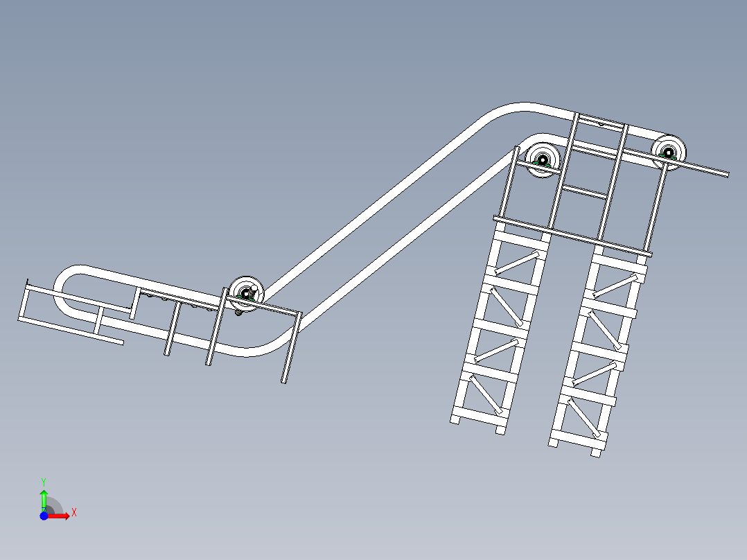 波状挡边带式输送机solidworks三维模型前视图