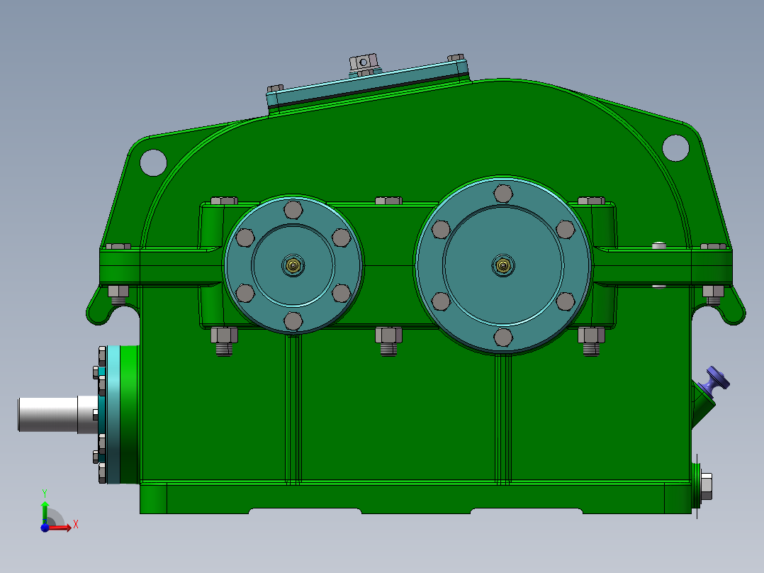 普通蜗轮蜗杆变速箱3D模型图纸 SOLIDWORKS设计前视图
