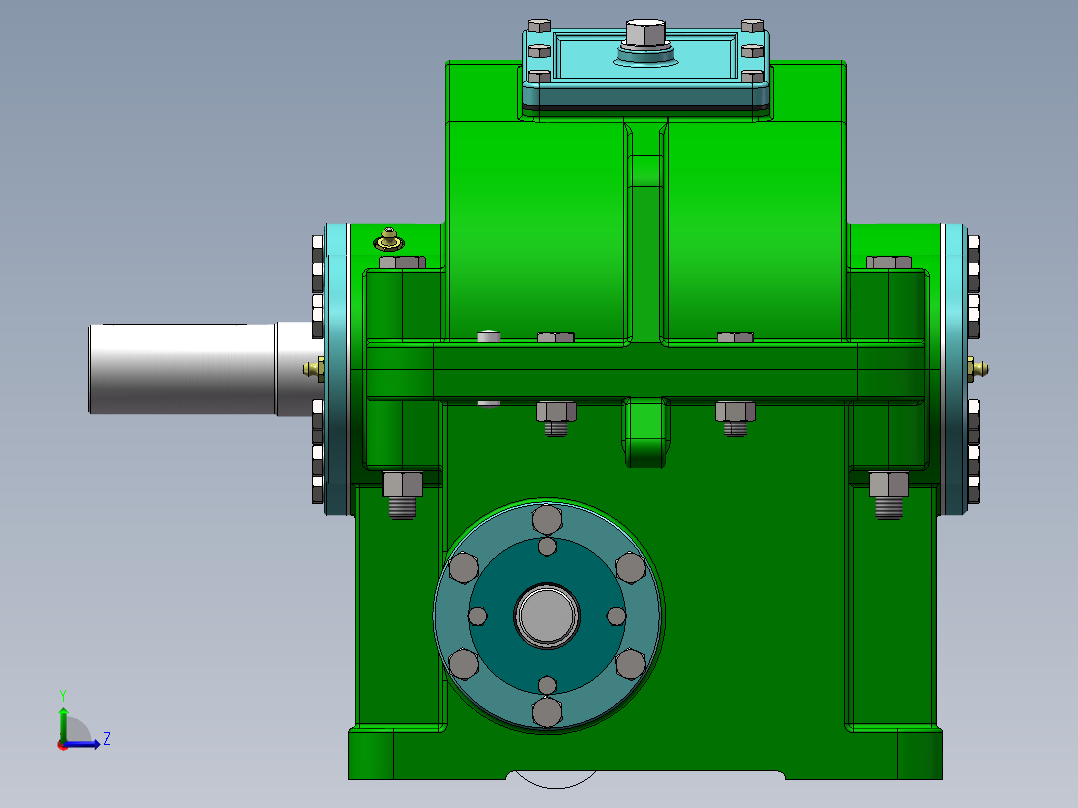 普通蜗轮蜗杆变速箱3D模型图纸 SOLIDWORKS设计左视图