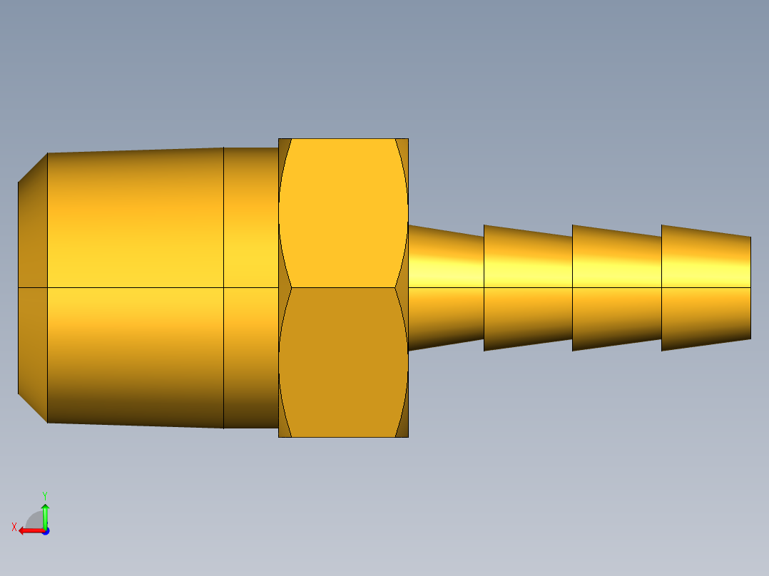 倒齿式工业管接头Hose Barb to Male Pipe 125HB-2-2后视图