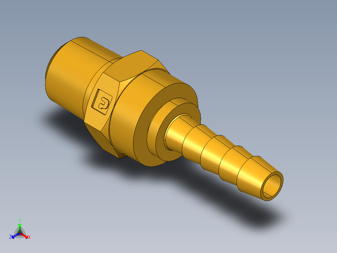 倒齿式工业管接头Male Swivel Hose Barb 125HBLSV-4-4主视图