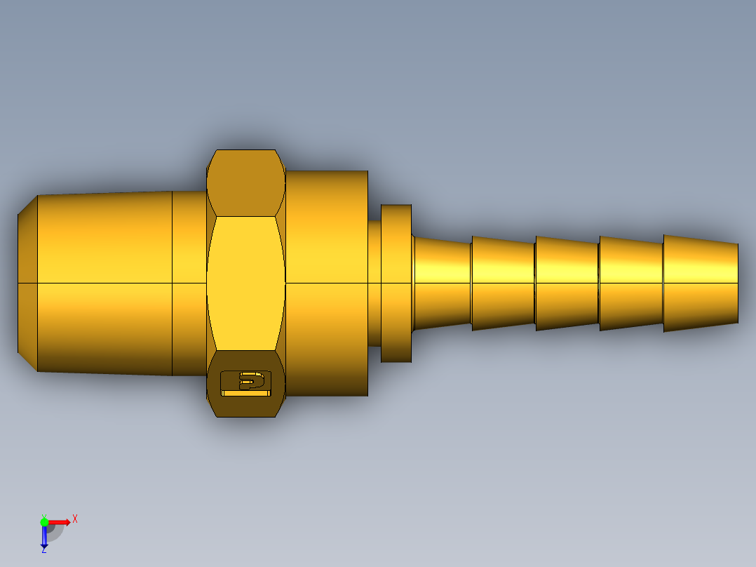 倒齿式工业管接头Male Swivel Hose Barb 125HBLSV-4-4俯视图
