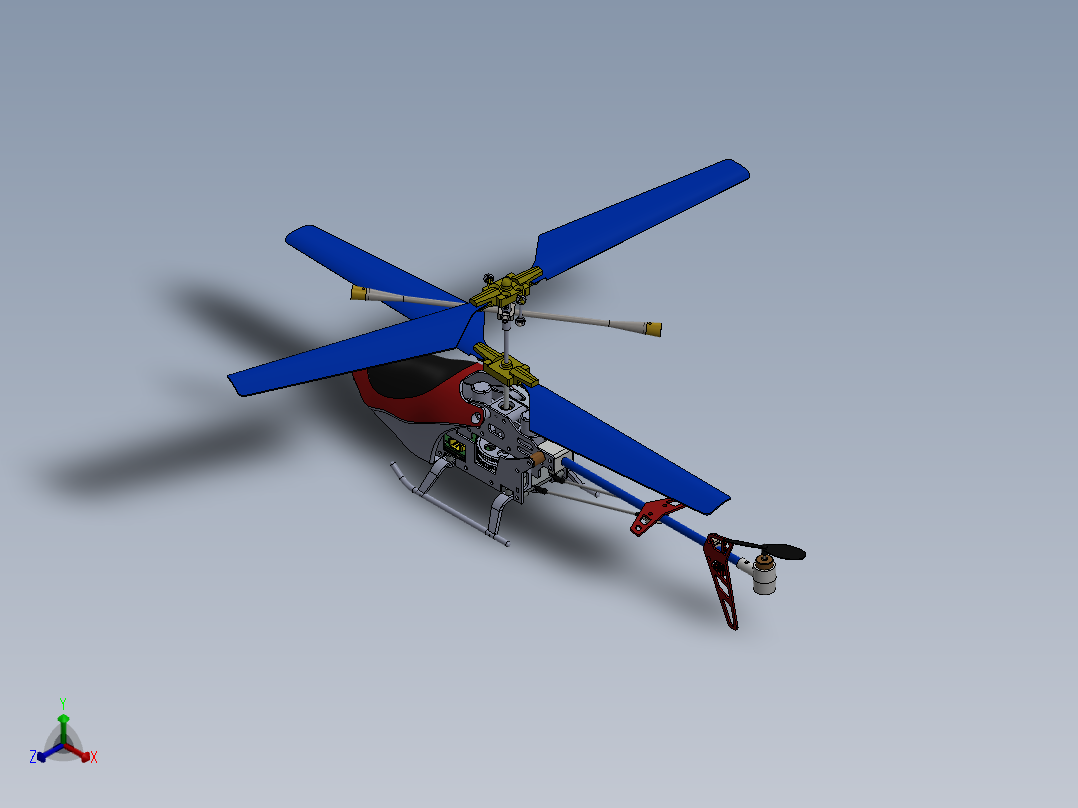 RC Helicopter遥控航模直升机正等轴测图