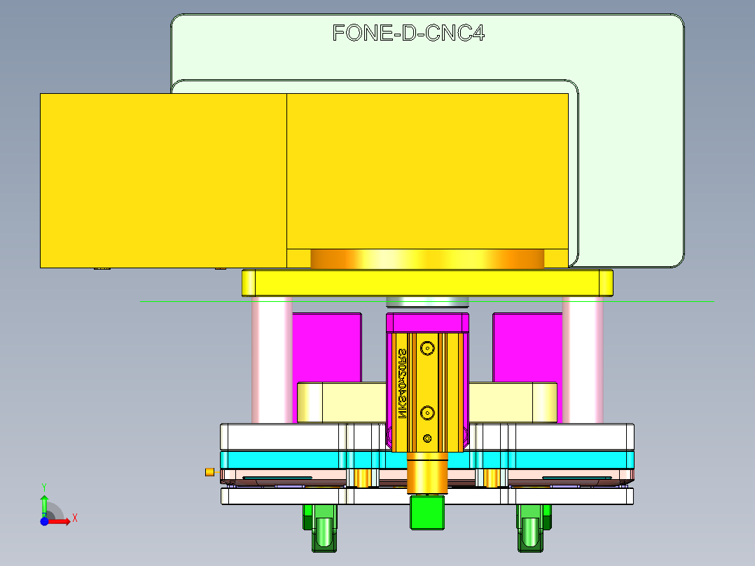 FONE-D笔记本CNC工装夹具三维模型-CNC4-08-07前视图