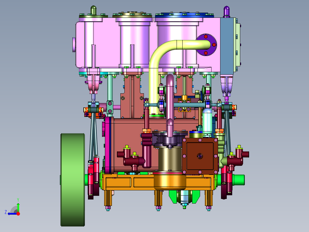 复合循环结构形式蒸汽机右视图