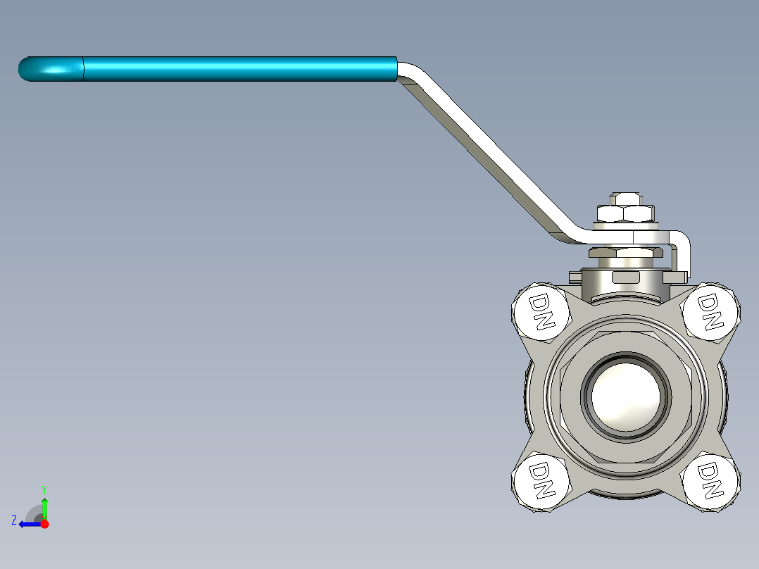 三件式球阀右视图