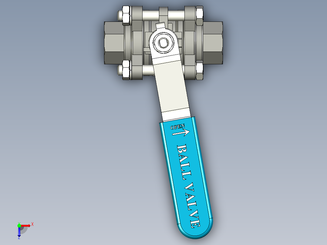 三件式球阀俯视图