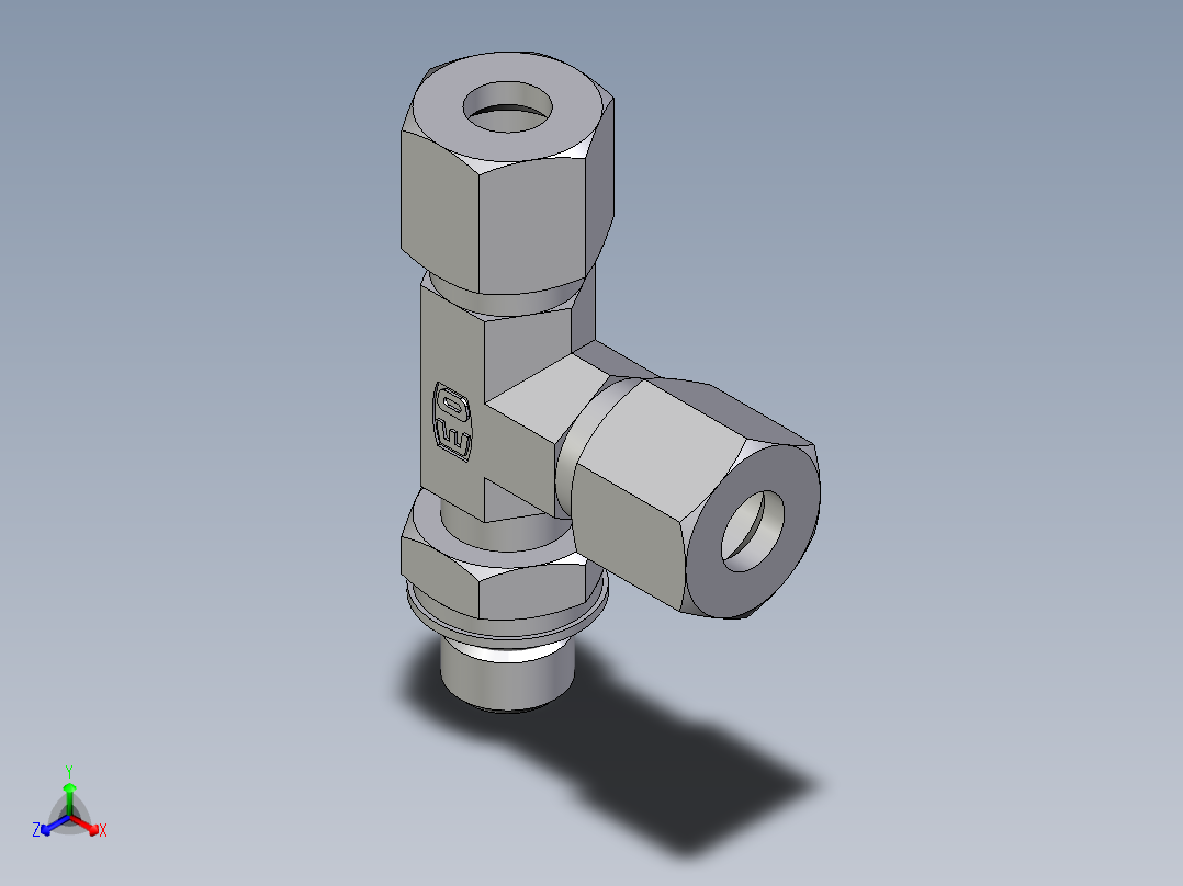 卡套式工业通用硬管接头EO_Adjustable_locknut_run_tee_LEE08ZLMORCF主视图