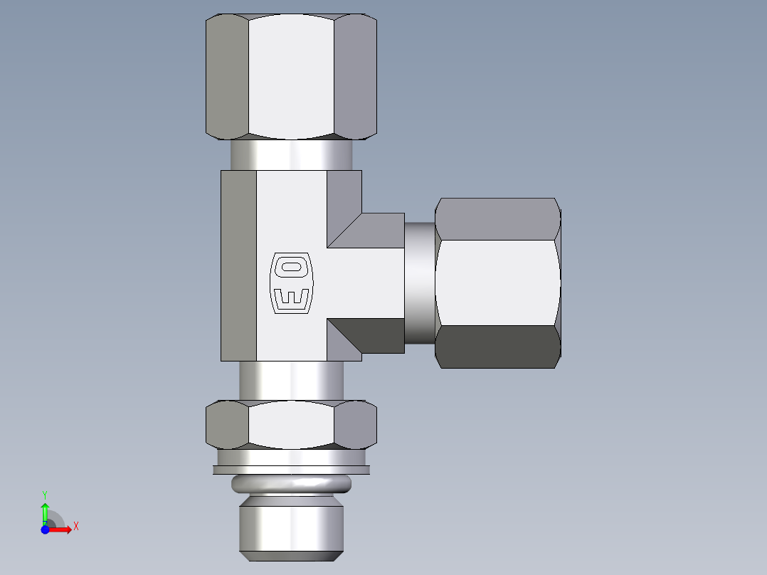 卡套式工业通用硬管接头EO_Adjustable_locknut_run_tee_LEE08ZLMORCF前视图