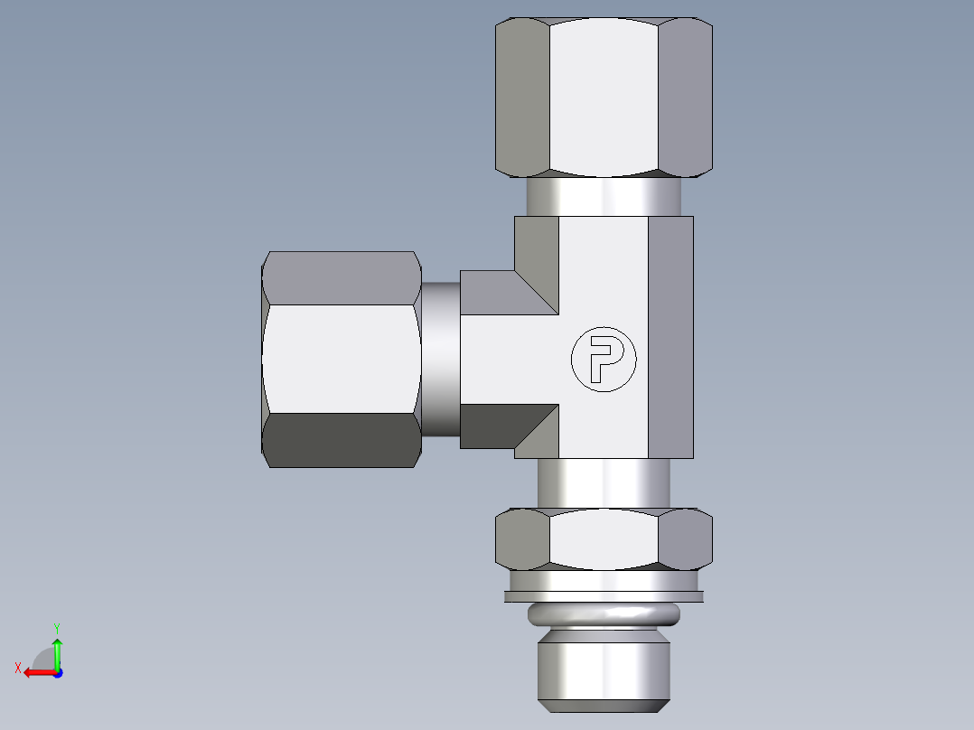 卡套式工业通用硬管接头EO_Adjustable_locknut_run_tee_LEE08ZLMORCF后视图