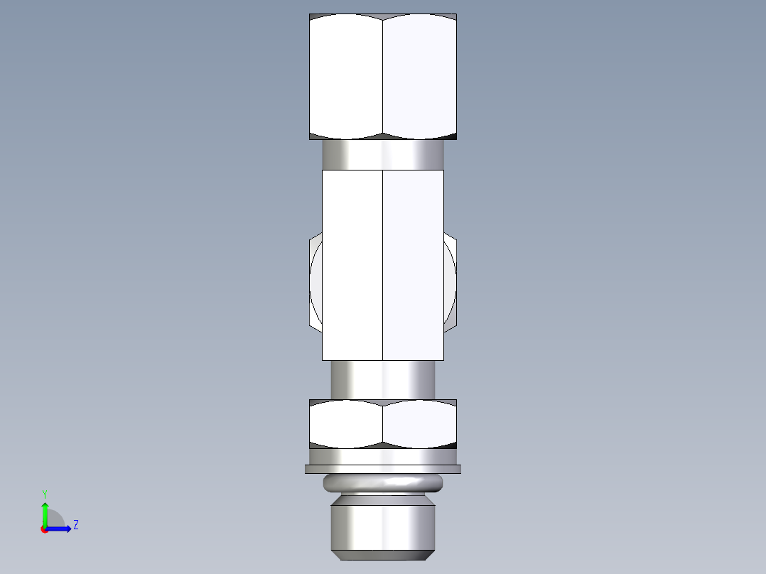 卡套式工业通用硬管接头EO_Adjustable_locknut_run_tee_LEE08ZLMORCF左视图