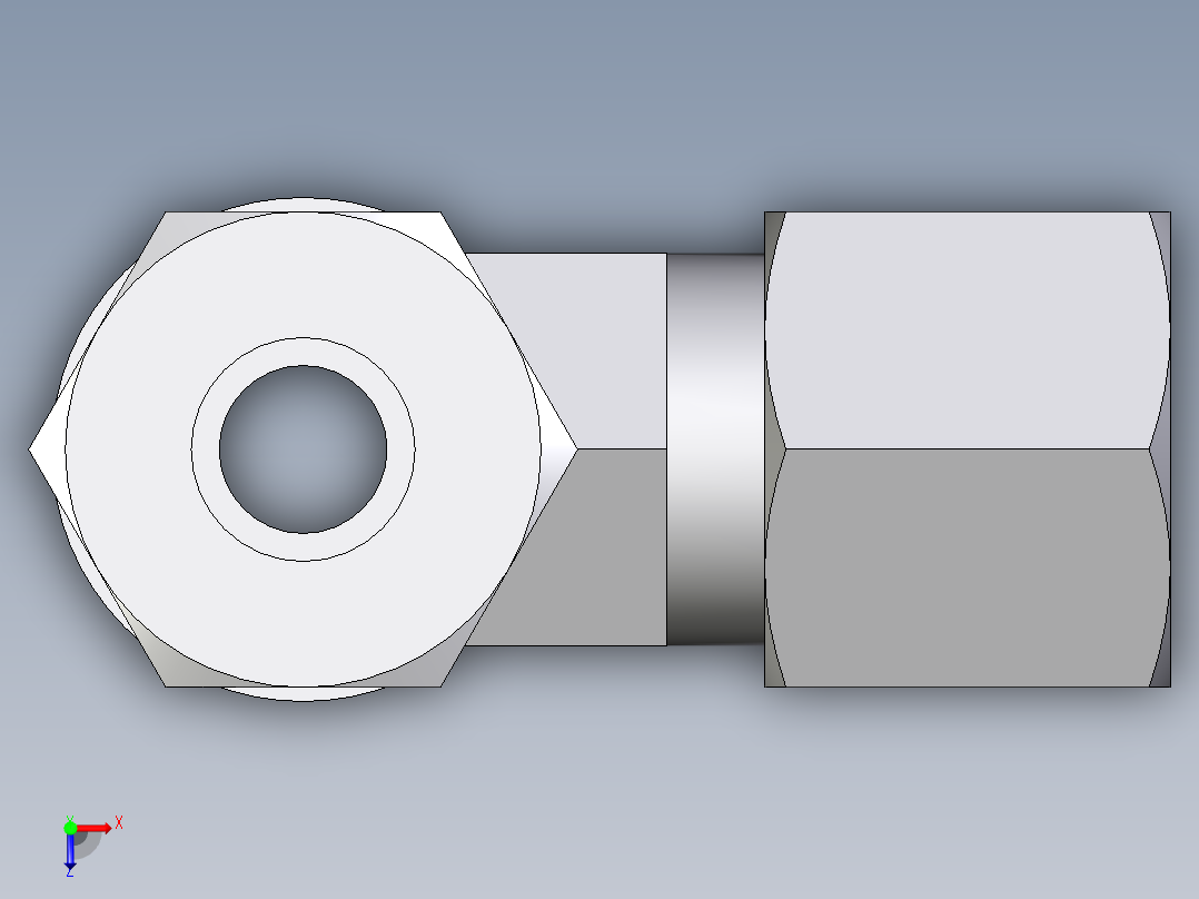 卡套式工业通用硬管接头EO_Adjustable_locknut_run_tee_LEE08ZLMORCF俯视图
