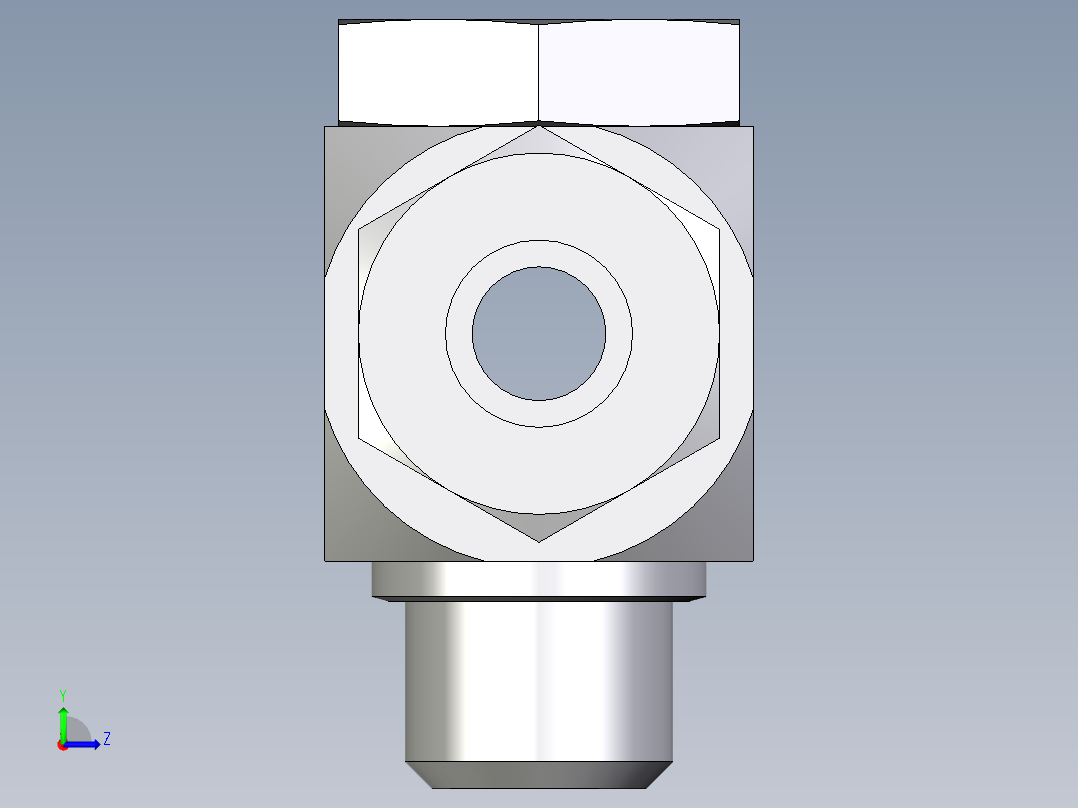 卡套式工业通用硬管接头EO_High_pressure_banjo_tee_TH14ZSM71左视图