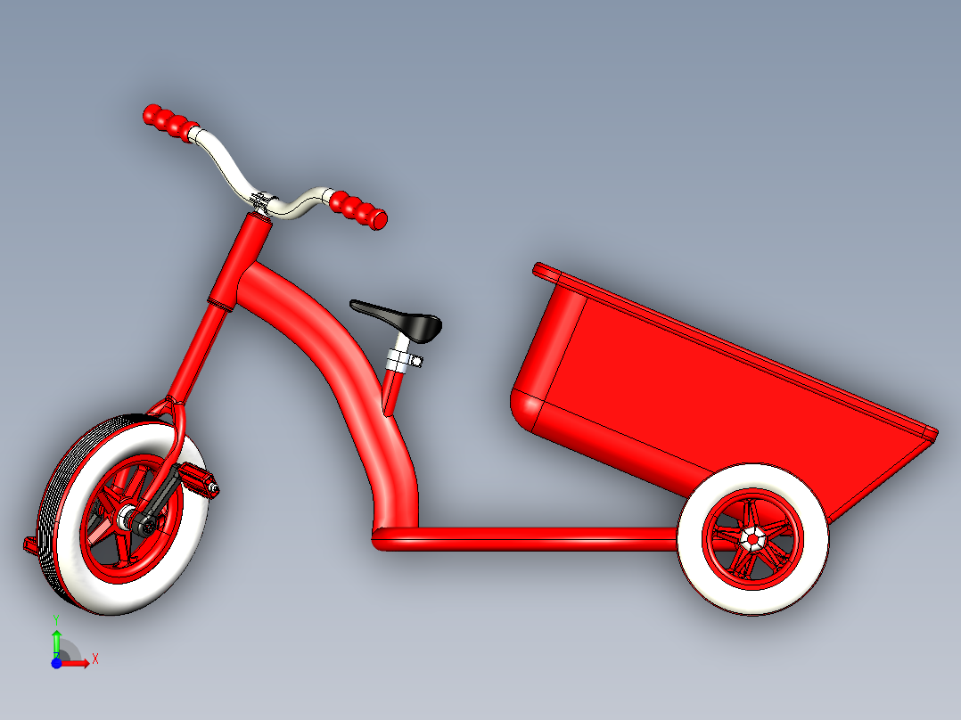 带货斗儿童三轮车--stp前视图