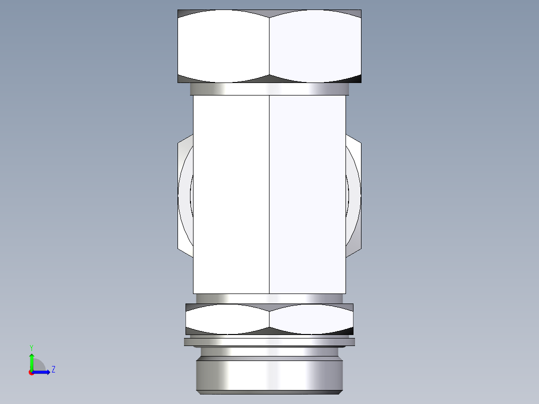 卡套式工业通用硬管接头EO_Adjustable_locknut_run_tee_LEE42ZLMCF左视图