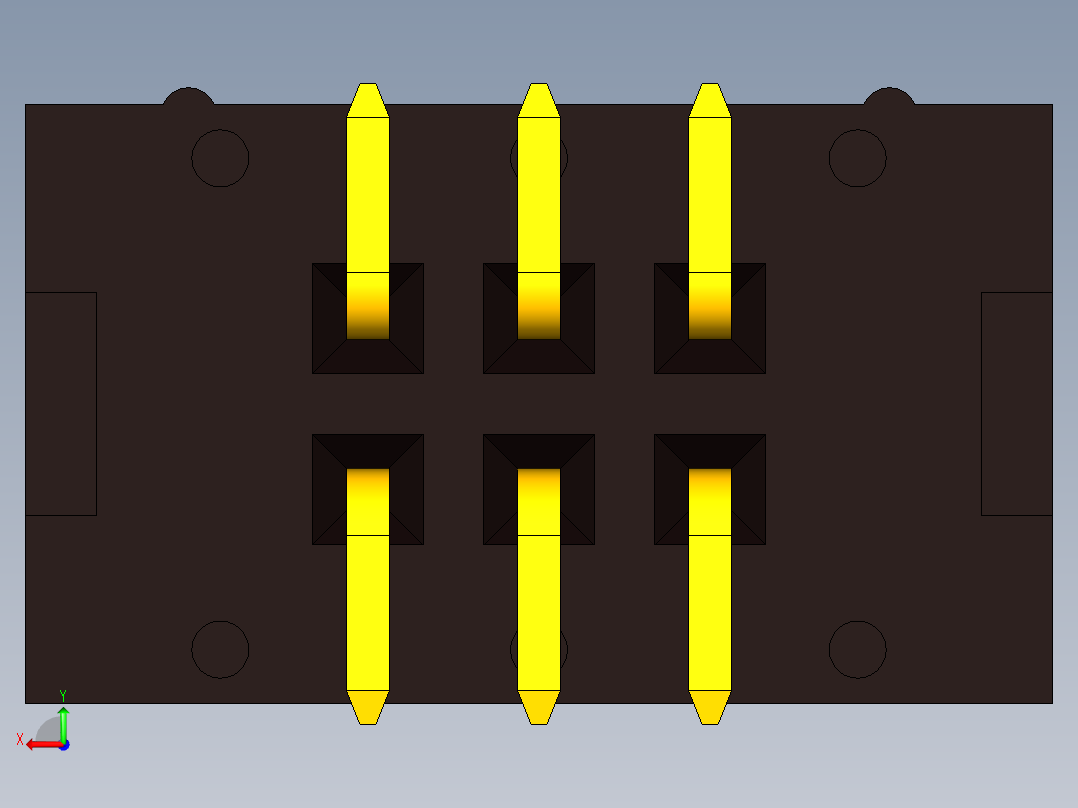 盒式接头2x3引脚间距2.54毫米SMD直后视图