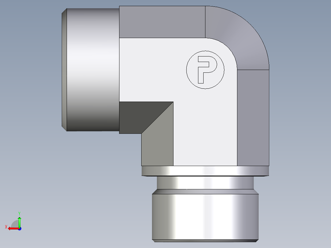 卡套式工业通用硬管接头EO_Male_stud_elbow_WE22LMCFX后视图