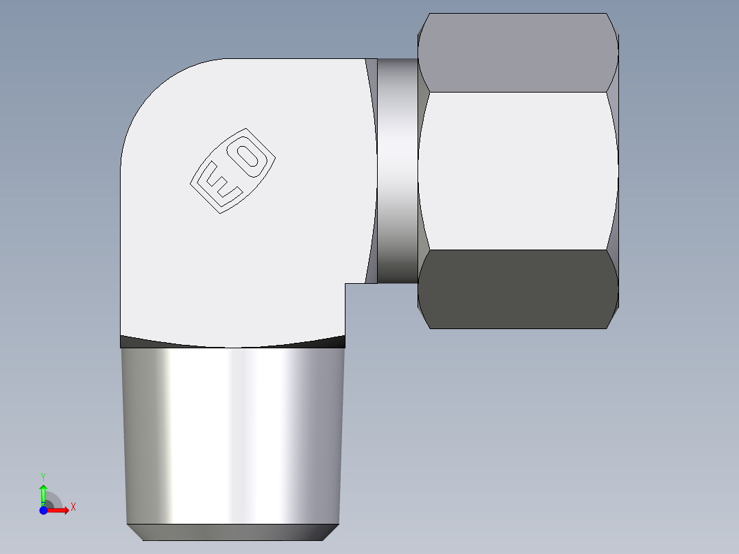 卡套式工业通用硬管接头EO_Male_stud_elbow_WE10LLRCF前视图