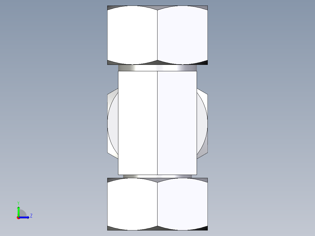 卡套式工业通用硬管接头EO_Swivel_nut_run_tee_EL25SCF左视图