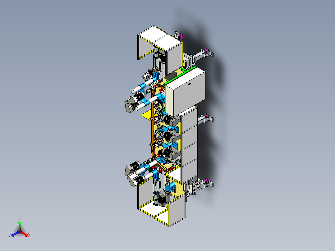 汽车行业-东风货车骨架自动钻孔机正等轴测图