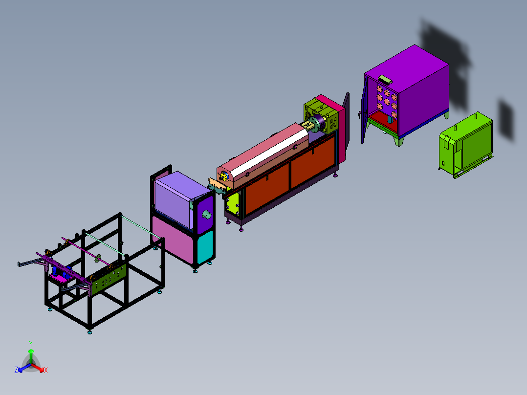 无纺布熔喷挤出收卷机主视图