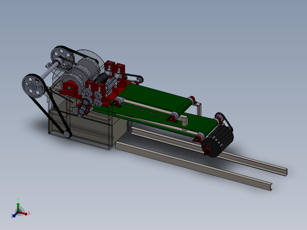 可移动全喂入式香蕉茎秆纤维提取机主视图