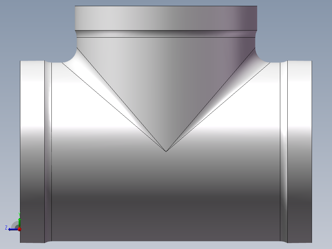 三通-等径 DN80右视图