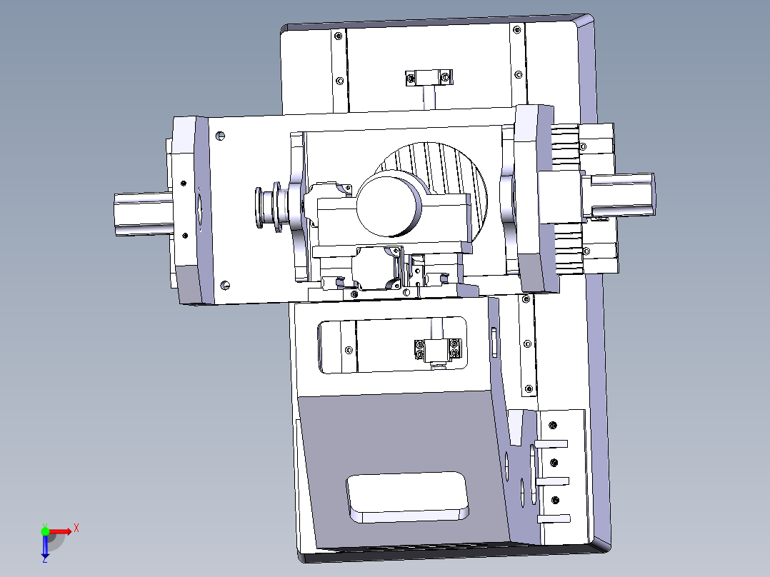 摇篮式五轴雕刻机三维+二维572183俯视图