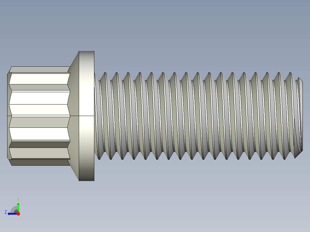 法兰头螺钉-5-16in-24 0.75long 12-point screws.IGS右视图