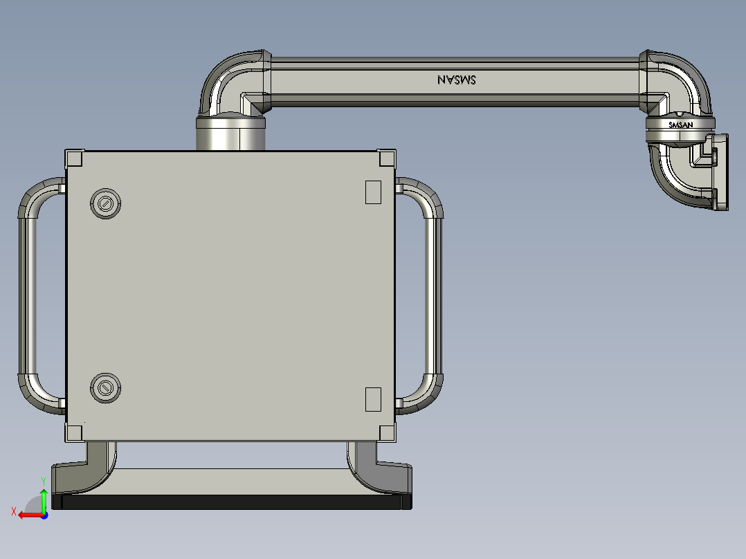 悬臂控制操控箱键盘支架-A1-墙座+90度箱体连接器后视图