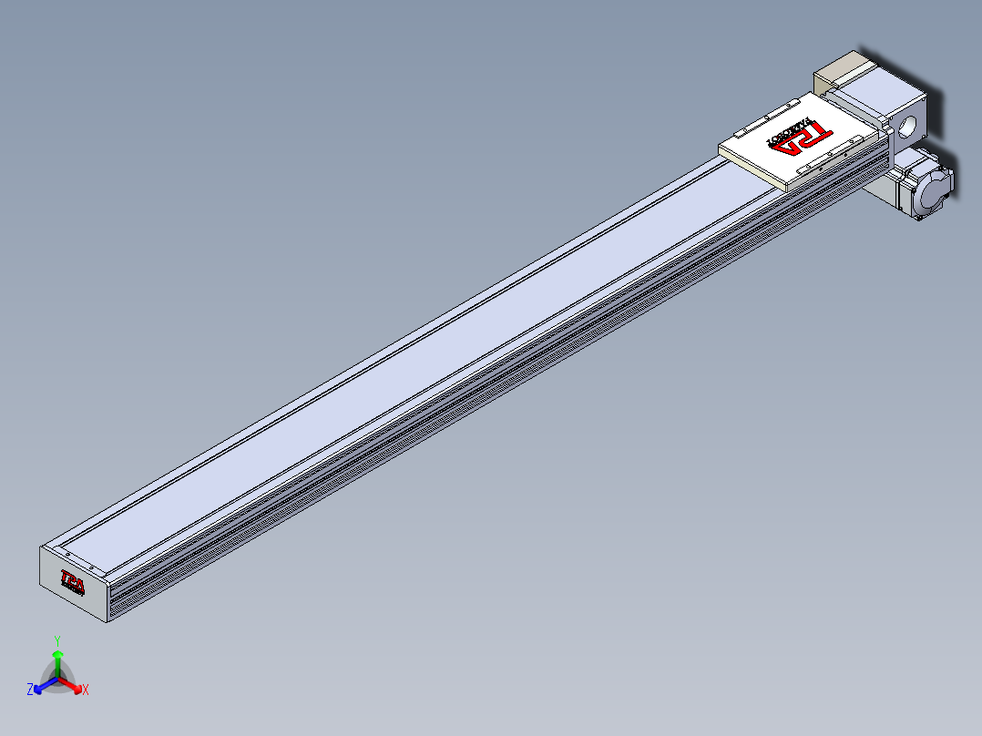 同步带全封闭直线模组TPA-HCB-110D-90-L1050-RP-Y-P40-N3正等轴测图