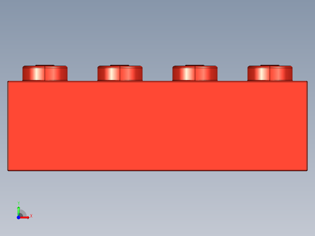 乐高套装 4421基本积木-300121 Bright Red Brick 2 x 4.STEP前视图