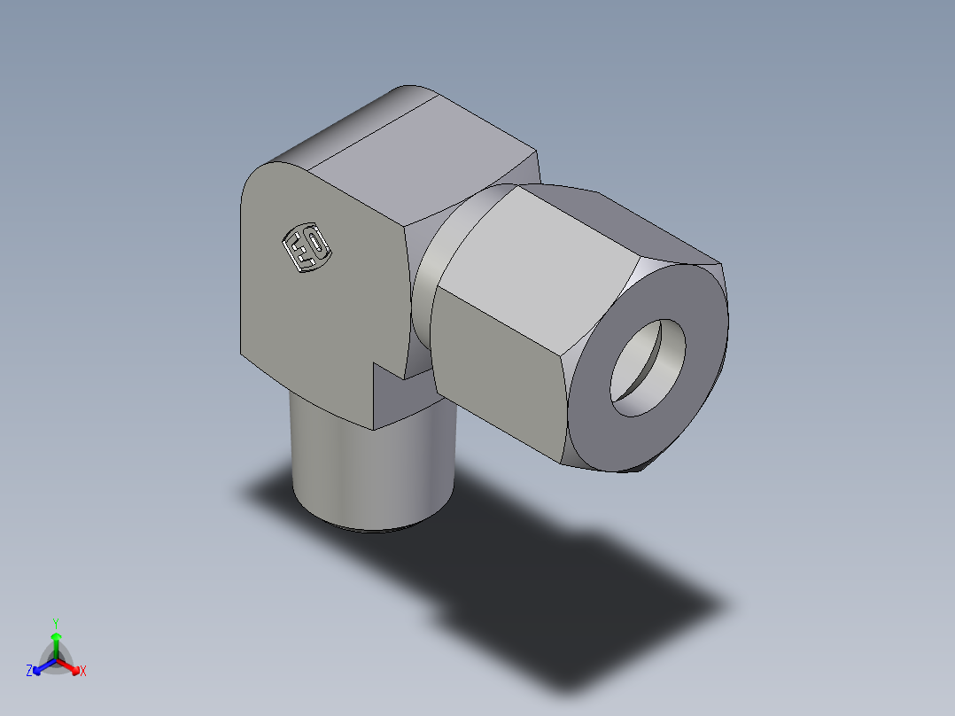 卡套式工业通用硬管接头EO_Male_stud_elbow_WE08LMCF正等轴测图